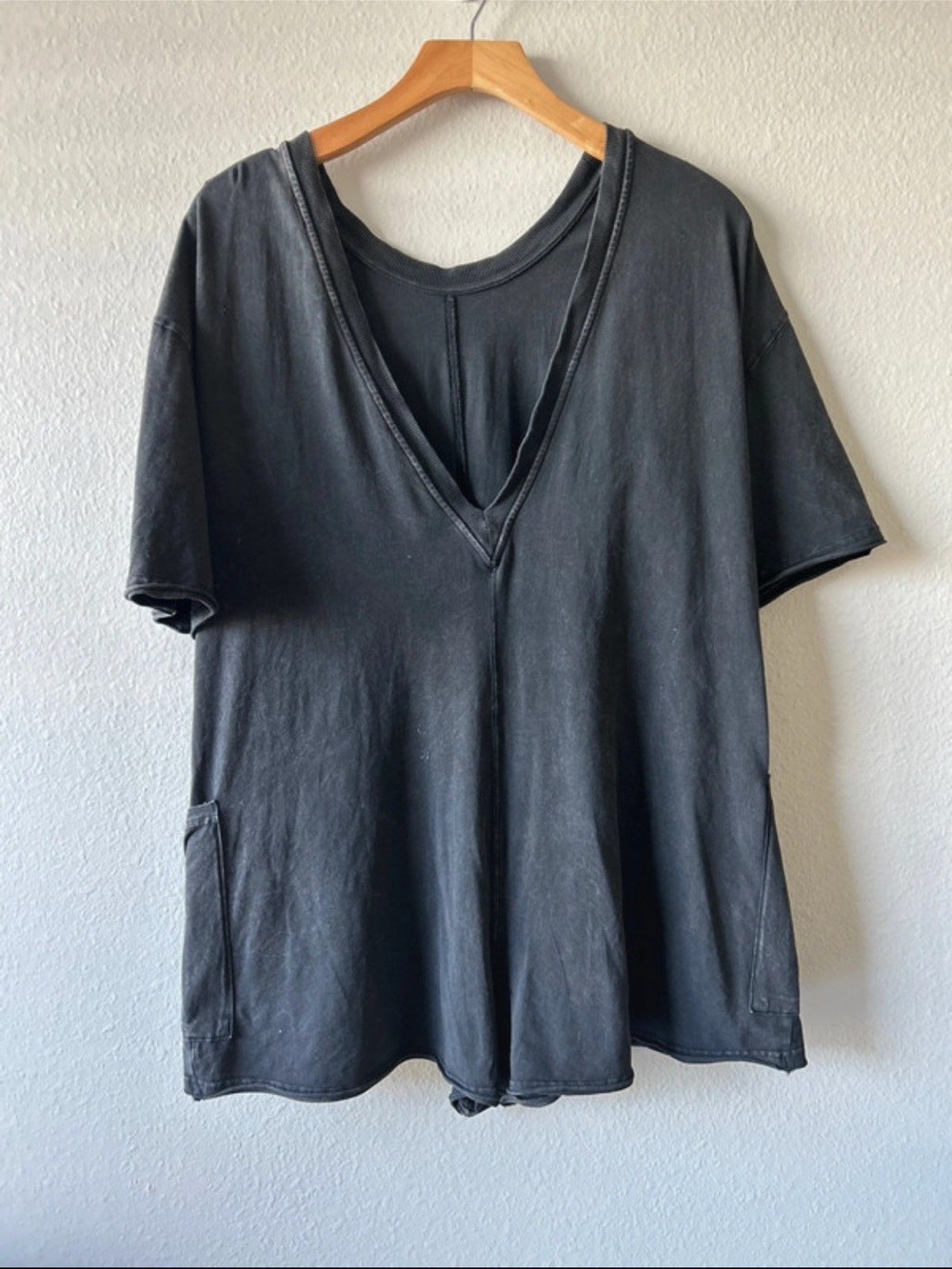 Free people charcoal T shirt romper